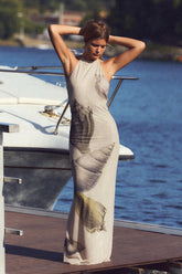 Octavia Shell Print Halterneck Maxi Dress