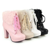 Black/White/Pink/Beige Elegant High-heeled Boots