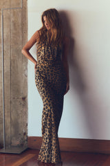 Marina Leopard Print Halter Maxi Dress