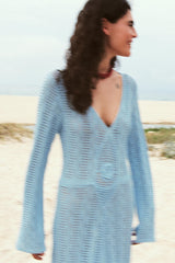 Doris V-neck Long Sleeve Knit Maxi Dress