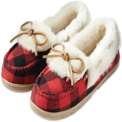 Warm Plush Bowknot Fur Boat Shoes