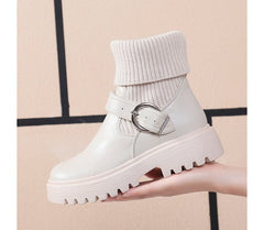 Buckled Platform Chunky Heel Boots