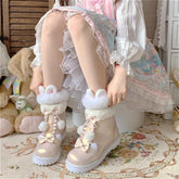 Bear Bow Fuzzy Ball Lolita Snow Boots