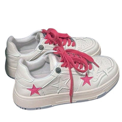 Pink Star Sneakers in White