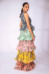 Cynthia Printed Tiered Ruffle Maxi Dress