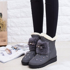 Black/Grey Winter Star Short Snow Boots