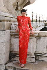 Susanna Long Sleeve Sheer Lace Maxi Dress