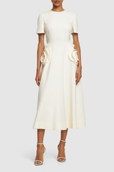 Jared Floral Appliqué Short Sleeves Midi Dress