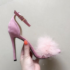 5 Colors Elegant Fur High Heel Sandals