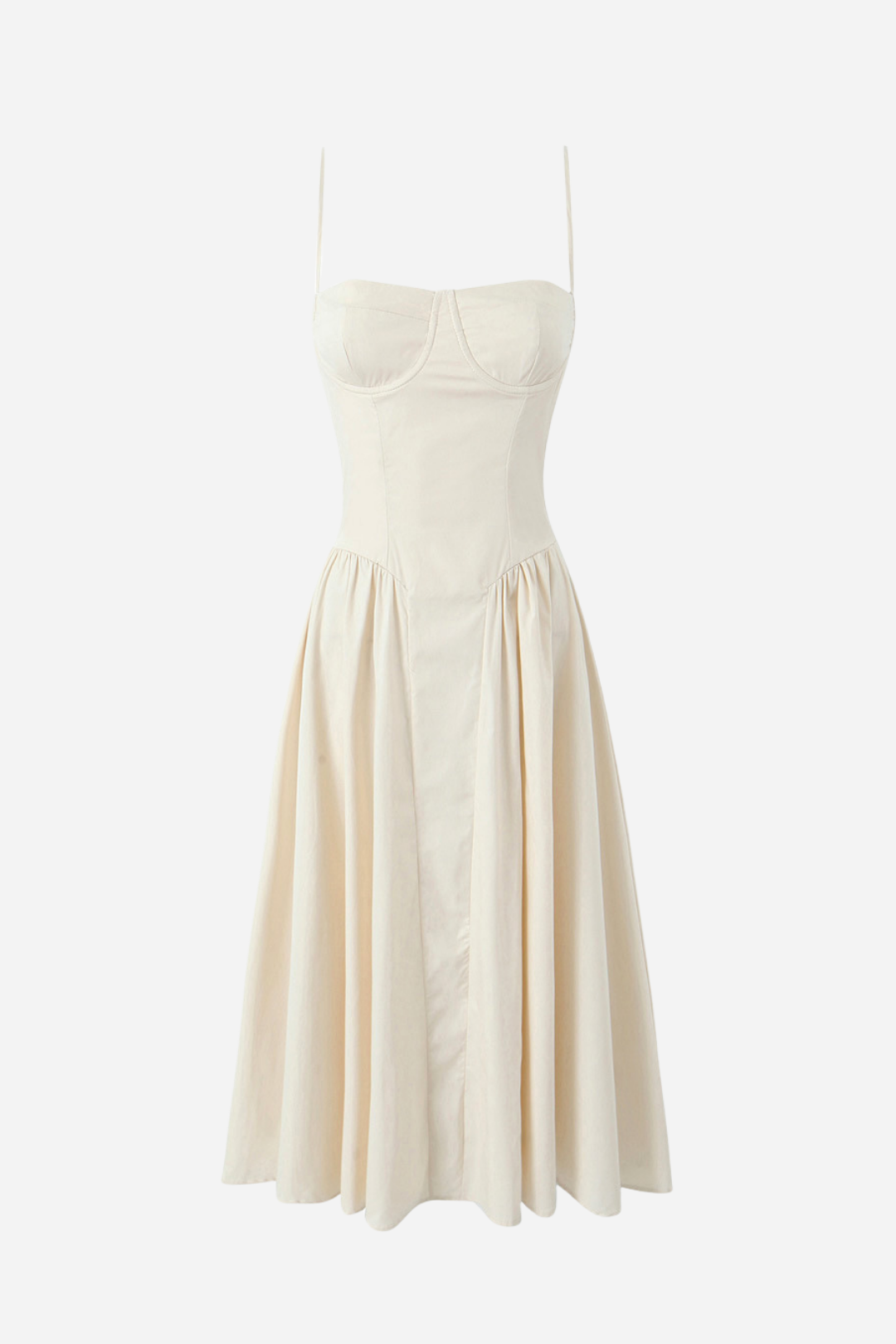 Sweetheart Bustier Flare Midi Dress