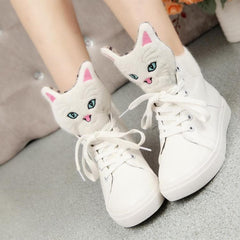 Black/White Kawaii Kitty High Sneakers