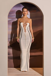 Olivia Strapless Lace Up Maxi Knit Dress