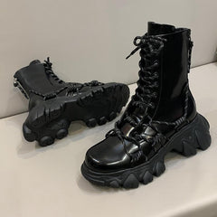 Black Punk Style Platform Women Ankle Boots