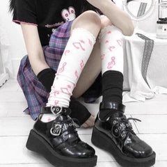 Harajuku Punk Lace-up Buckle Strap Platform Wedge Shoes