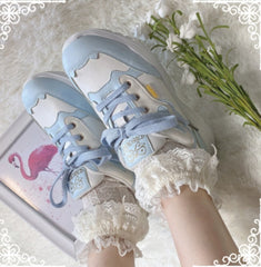 Black/Pink/Blue/Purple Japanese Sweet Flat Platform Shoes