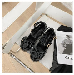 Black Vintage Leather Lolita Shoes