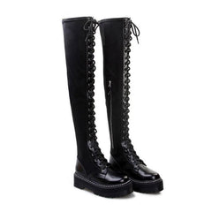 Gothic Punk Over The Knee Thigh High Lace Up Boots S13122