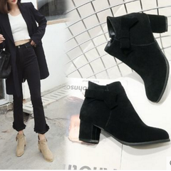 Black/Yellow/Beige Sweet Bowknot Short Boots