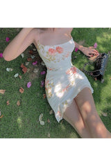 2000er Blumen-Minikleid Y2K Ästhetik