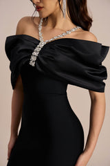 Alva Off Shoulder Diamante Maxi Dress