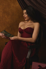 Alice Strappless Pleated Maxi Dress