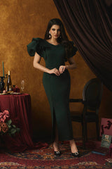 Ethel Ruffle Sleeve Maxi Slit Dress