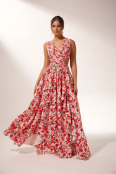 Muriel Floral Printed Cut-out Maxi Dress-Sunfere