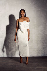 Esther Pearl Embellished Off Shoulder Maxi Dress