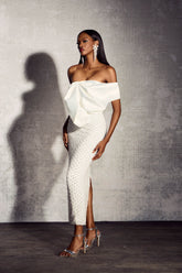 Esther Pearl Embellished Off Shoulder Maxi Dress