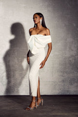 Esther Pearl Embellished Off Shoulder Maxi Dress