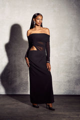 Lillian Off Shoulder Sheer Maxi Mesh Dress