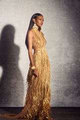 Kimberley Sleeveless Beaded Fringe Maxi Dress