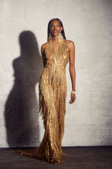 Kimberley Sleeveless Beaded Fringe Maxi Dress