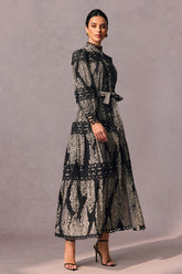 Ophelia Printed Lace Trim Maxi Dress