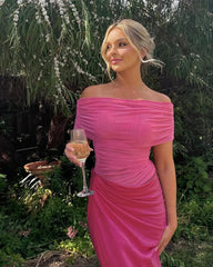 Janet Off Shoulder Ruched Maxi Dress