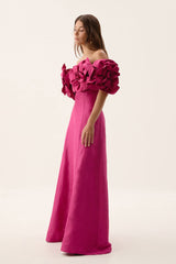 Quintina Off-Shoulder Rose Embellished Maxi Dress