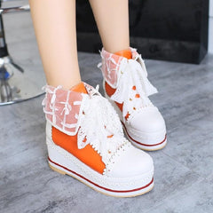 White/Purple/Orange/Pink Sweet Cute Bowknot Lace Bandage Kawaii Shoes BE516