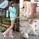 White/Beige/Pink Sweet Fluffy High Heel Boots
