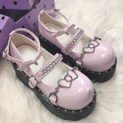 Pink/Black Goth Hearts Punk Platform Shoes
