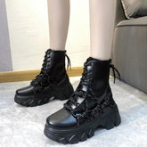 Black Punk Style Platform Women Ankle Boots
