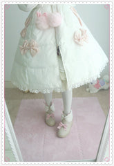 Beige/Brown Kawaii Bunny Bow Fleece Boots