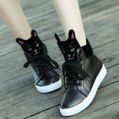 Black/White Kawaii Kitty High Sneakers