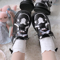 Cute Bear Lace Up Lolita Mary Janes Shoes