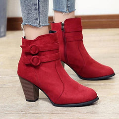 Black/Brown/Red Elegants Velvet High Heels Boots