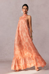 Stephanie Printed Halter Neck Maxi Dress