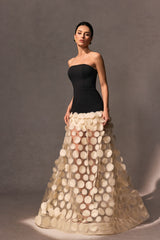 Irene Strapless Sheer Tulle Maxi Dress
