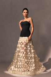 Irene Strapless Sheer Tulle Maxi Dress