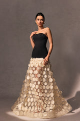 Irene Strapless Sheer Tulle Maxi Dress