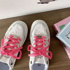 Pink Star Sneakers in White