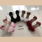 5 Colors Elegant Fur High Heel Sandals